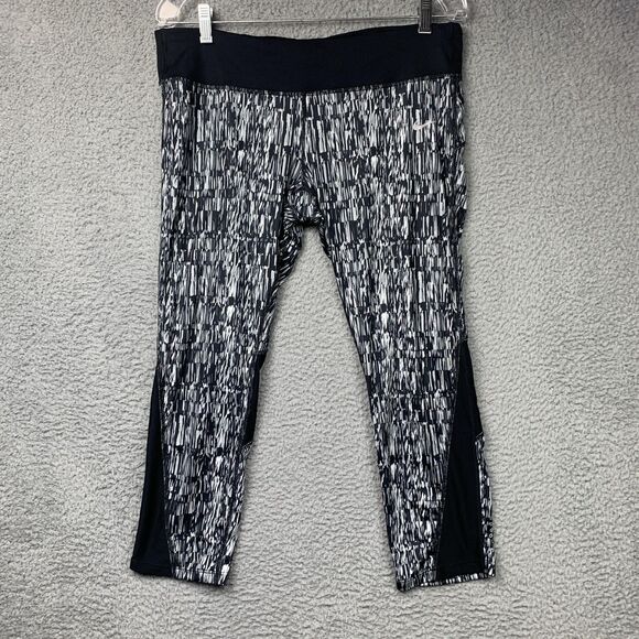 Nike Dri-FIT Pants Womens XL Black White Running Capri Pocket Athleisure - Picture 1 of 14